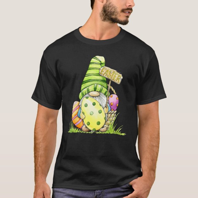 Camiseta Páscoa Primavera Gnomo Caça Ao Ovo E B (Frente)