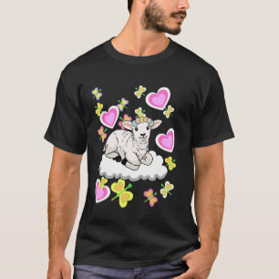 Camiseta Páscoa Primavera Ovelha Cordeiro Nuvem Crianças Fi