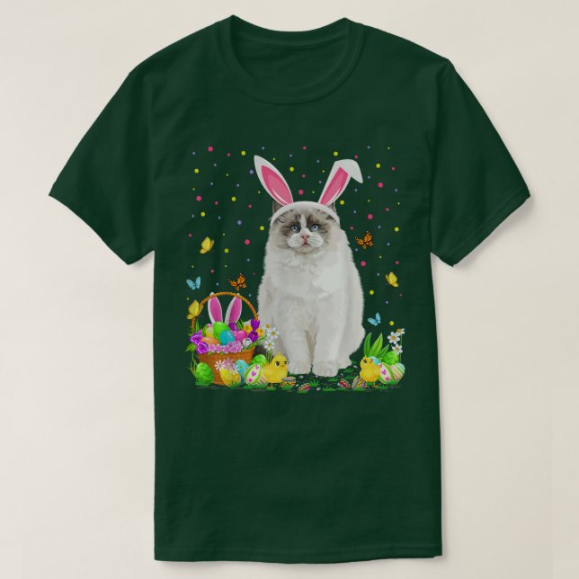Camiseta Páscoa Ragdoll Bunny Ovo Caça Ragdoll Páscoa Su (Frente do Design)