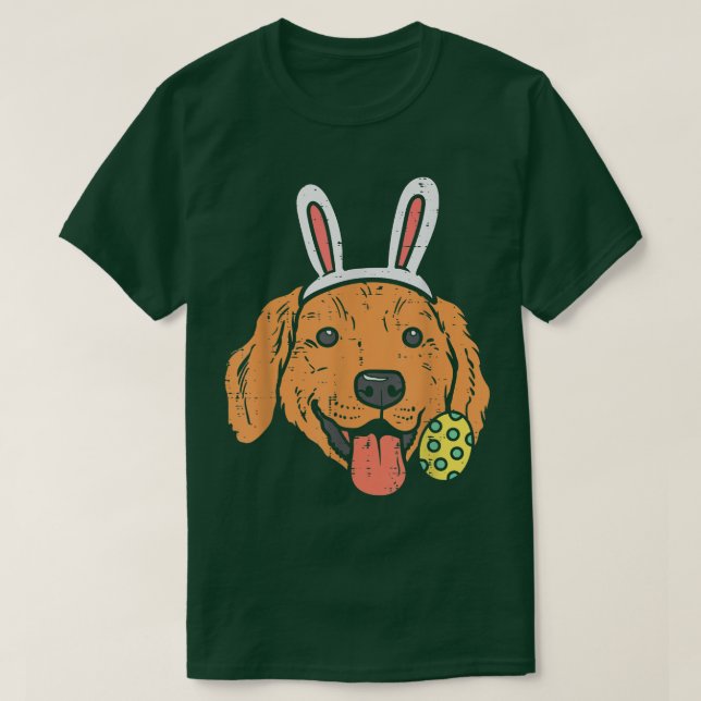 Camiseta Páscoa Retriever Ouro Coelho Rosto Coelho Cachorro (Frente do Design)