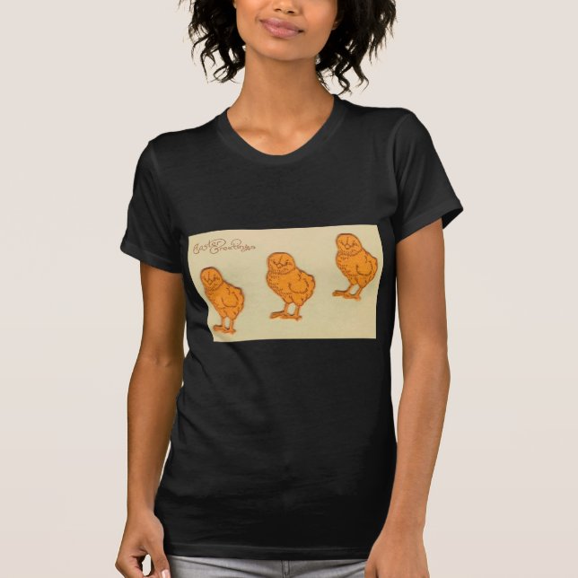 Camiseta Páscoa saudações Pintinhos bege (Frente)