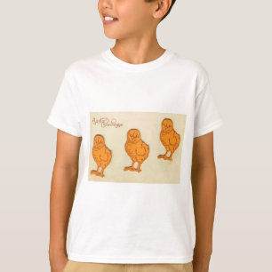 Camiseta Páscoa saudações Pintinhos bege