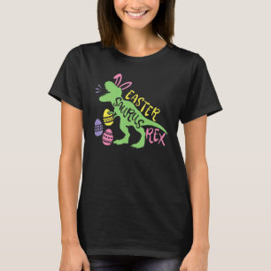 Camiseta Páscoa Saurus Rex Egg Kids Rex Dinosaur Happy East