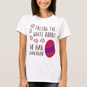Camiseta Páscoa Seguir O Coelho Branco Engraçado Cota
