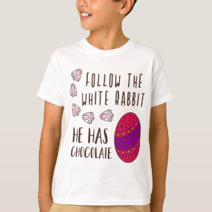 Camiseta Páscoa Seguir O Coelho Branco Engraçado, Humorá