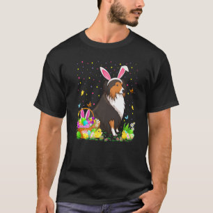 Camiseta Páscoa Sheltie Dog Bunny Ovo Caça Sheltie Easte