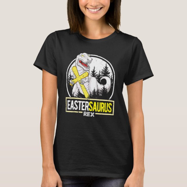 Camiseta Páscoa Trex Para Crianças Dinossauro Páscoa Surus (Frente)