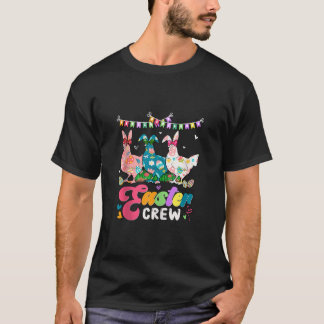 Camiseta Páscoa Tripulação Três Galinhas Fritantes Arco Tie