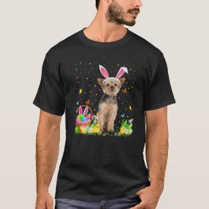 Camiseta Páscoa Yorkie Dog Bunny Egg Caçando Páscoa Yorkie