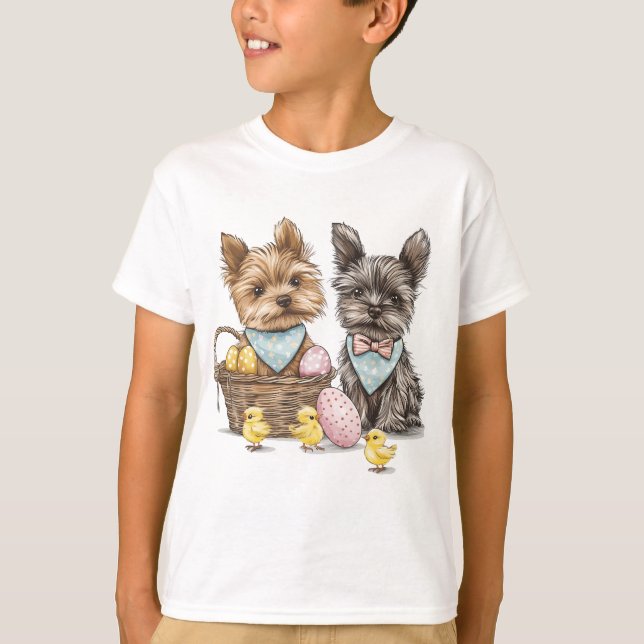 Camiseta Páscoa Yorkshire Terrier Dogs (Frente)
