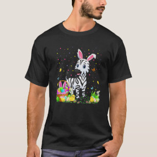 Camiseta Páscoa Zebra Bunny Ovo Caçando Páscoa de Zebra 