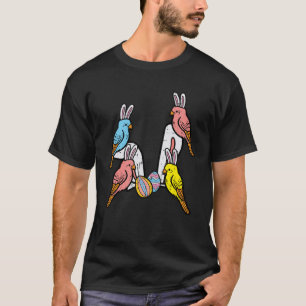 Camiseta Páscoas Pássaros Coelhinhos Caçando Ovos Bons Mulh