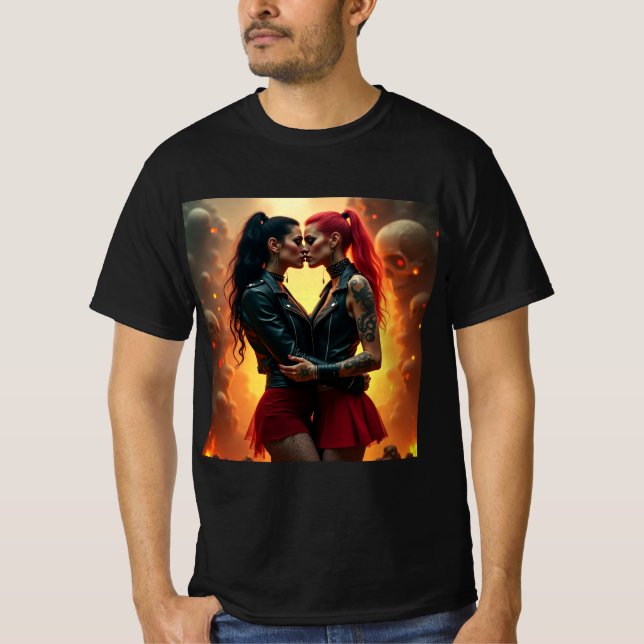 Camiseta Pasión Infernal: Amor Gótico en Mundo de Sombras (Frente)