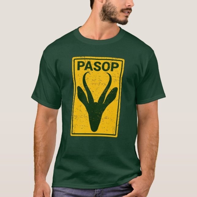 Camiseta Pasop Springbok - Sinal de aviso África do Sul Rug (Frente)