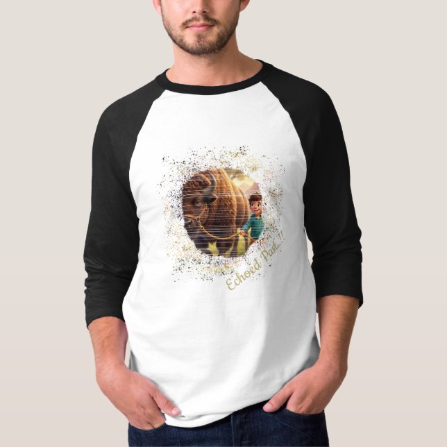 Camiseta Passado Ecoou Menino Caprichoso e Bisonte (Frente)