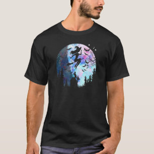 Camiseta Passageiro Freqüente de Halloween Voando Com Gato