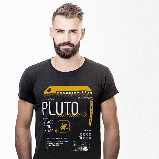 Camiseta Passagem de Viagem de Embarque de Tempo do Planeta (Pluto Planet Time Travel Boarding Pass T-Shirt)