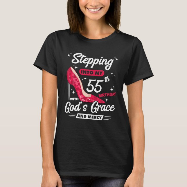 Camiseta Passando para o meu 55º aniversário com a Graça de (Frente)