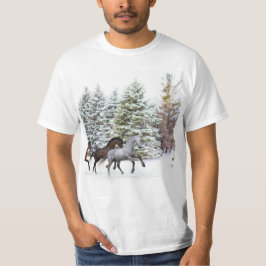 Camiseta Passando pela neve - Cavalos correndo