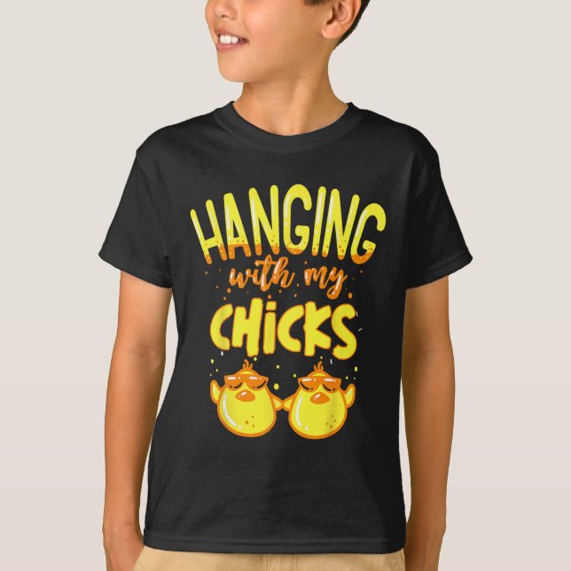 Camiseta Passando tempo com minhas galinhas engraçado Pásco (Frente)