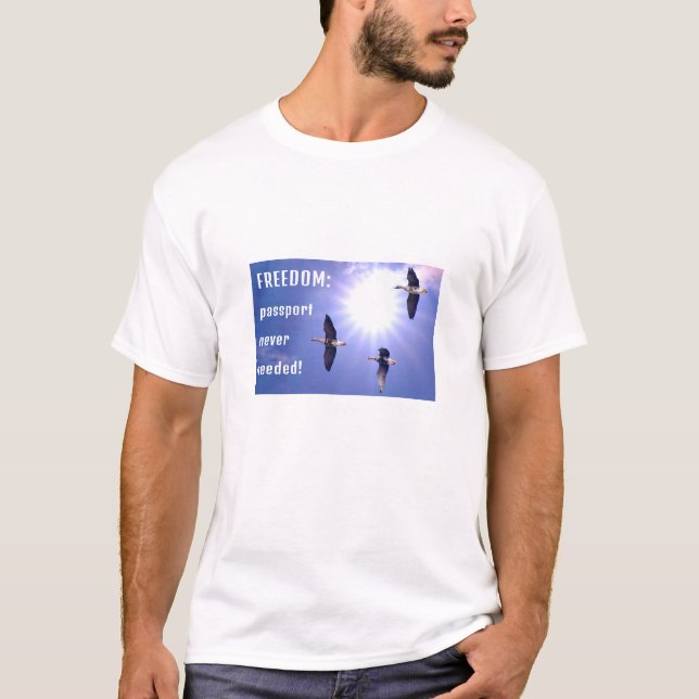 Camiseta Passaporte de Liberdade (luz) (Frente)