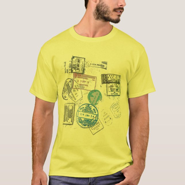 Camiseta Passaporte legal país de entrada visto viagem desi (Frente)