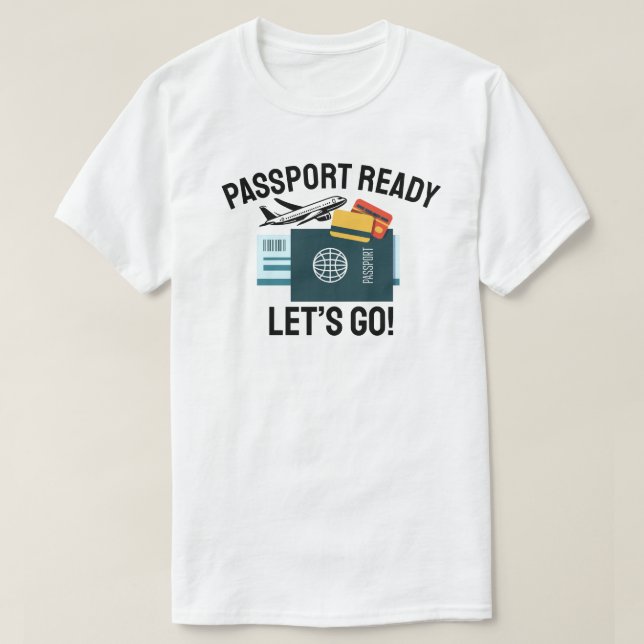 Camiseta Passaporte Pronto, Vamos Lá! (Frente do Design)