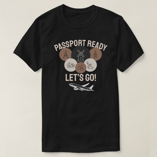 Camiseta Passaporte Pronto, Vamos Lá! (Frente do Design)