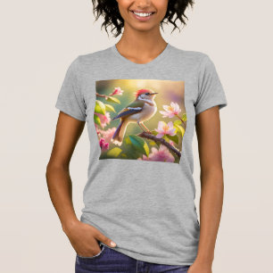 Camiseta Passarinho Fantasia Cabeça Vermelha Peito Buffer
