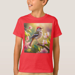 Camiseta Passarinho Fantasia Cabeça Vermelha Peito Buffer