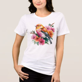 Camiseta Passarinho Flor de Rosa
