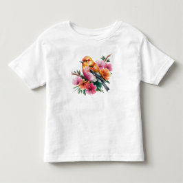 Camiseta Passarinho Flor de Rosa
