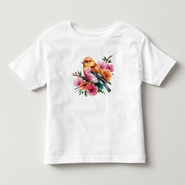Camiseta Passarinho Flor de Rosa (Frente)
