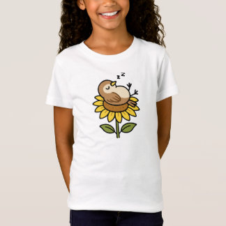 Camiseta Passarinho Fofo Dormindo em uma Flor