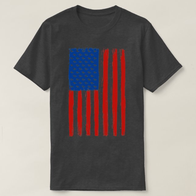 Camiseta Pássaro a observar aves de bandeiras americanas (Frente do Design)