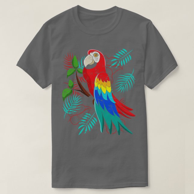 Camiseta Pássaro a observar papagaio-de-macaco-pássaro trop (Frente do Design)