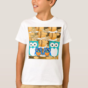 Camiseta Pássaro animal bonito da coruja da comida da