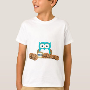 Camiseta Pássaro animal bonito da coruja da comida da