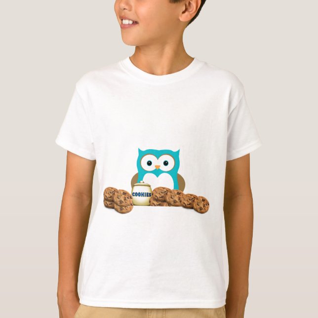 Camiseta Pássaro animal bonito da coruja da comida da (Frente)