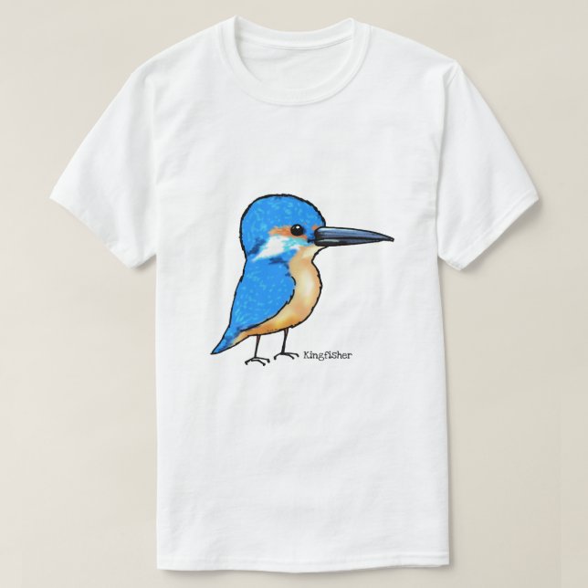 Camiseta pássaro azul bonito do martinho pescatore (Frente do Design)