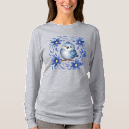 Camiseta Pássaro Azul com flores