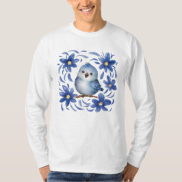 Camiseta Pássaro Azul com flores