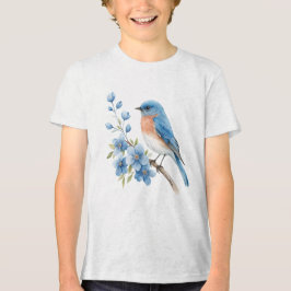 Camiseta Pássaro azul com flores azuis