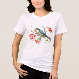 Camiseta Pássaro azul em cravos