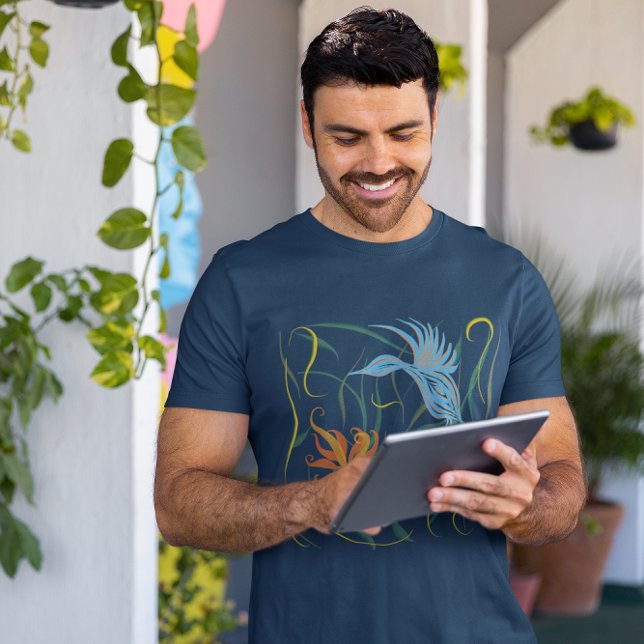 Camiseta Pássaro Azul Gráfico e Pássaro do Paraíso (Criador carregado)