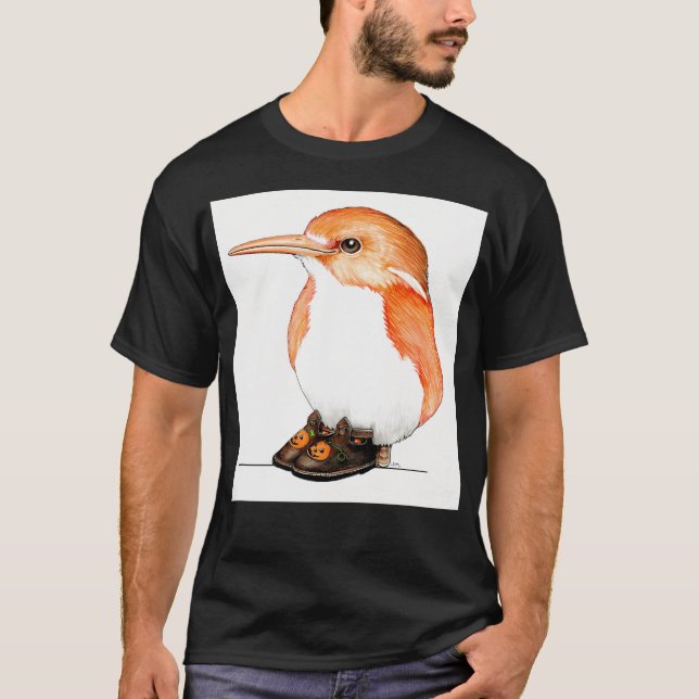 Camiseta Pássaro Bombescente Em Calçados Jack-O-Lanterna (Frente)