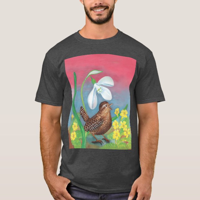 Camiseta Pássaro Branca de Neve na Primavera Illustração fu (Frente)