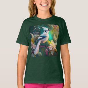 Camiseta Pássaro Branca de Teal Wing Jay Fantasy