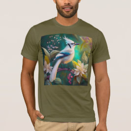 Camiseta Pássaro Branca de Teal Wing Jay Fantasy