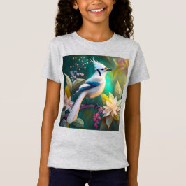 Camiseta Pássaro Branca de Teal Wing Jay Fantasy
